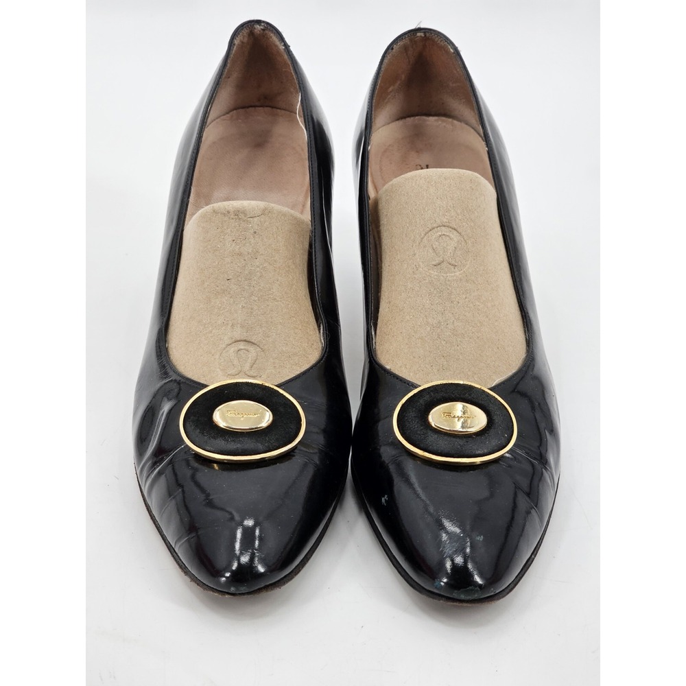 Vintage Salvatore Ferragamo  Black Pump Shoe‎ 9 AAA